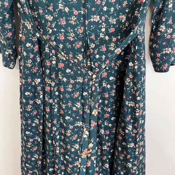 Vintage Cottagecore Prairie Dress Size 20W Green Floral Lace Country Peasant - Picture 8 of 12